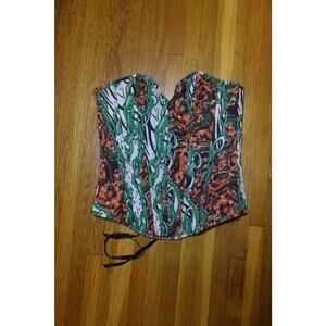 Animal Print y2k lace up corset top bustier size S